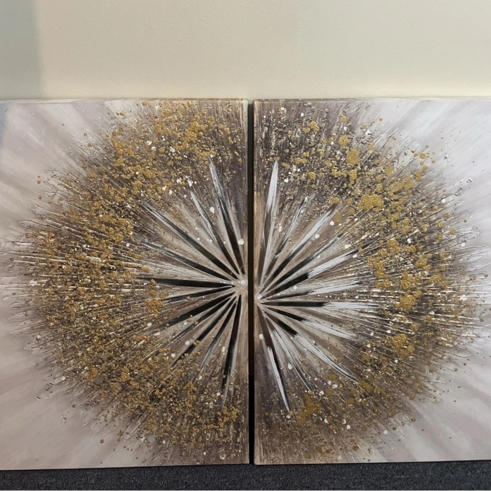 Abstract Gold and Silver Canvas Art